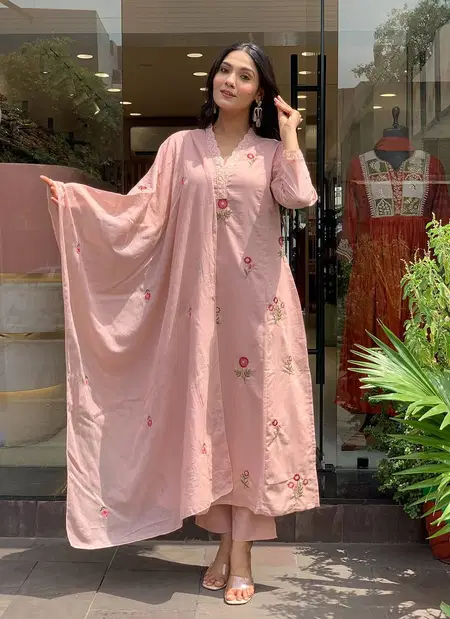 Dhvani Pure Roman Cotton Top With Bottom Dupatta Wholesalers In Delhi